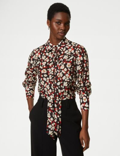 Lyocell™ Rich Printed Tie Front Shirt